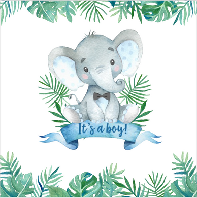 IT'S A BOY /  BABY ELEPHANT BACKDROP - Twins Print