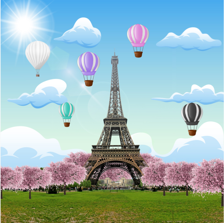 EIFFEL TOWER  BACKDROP - Twins Print