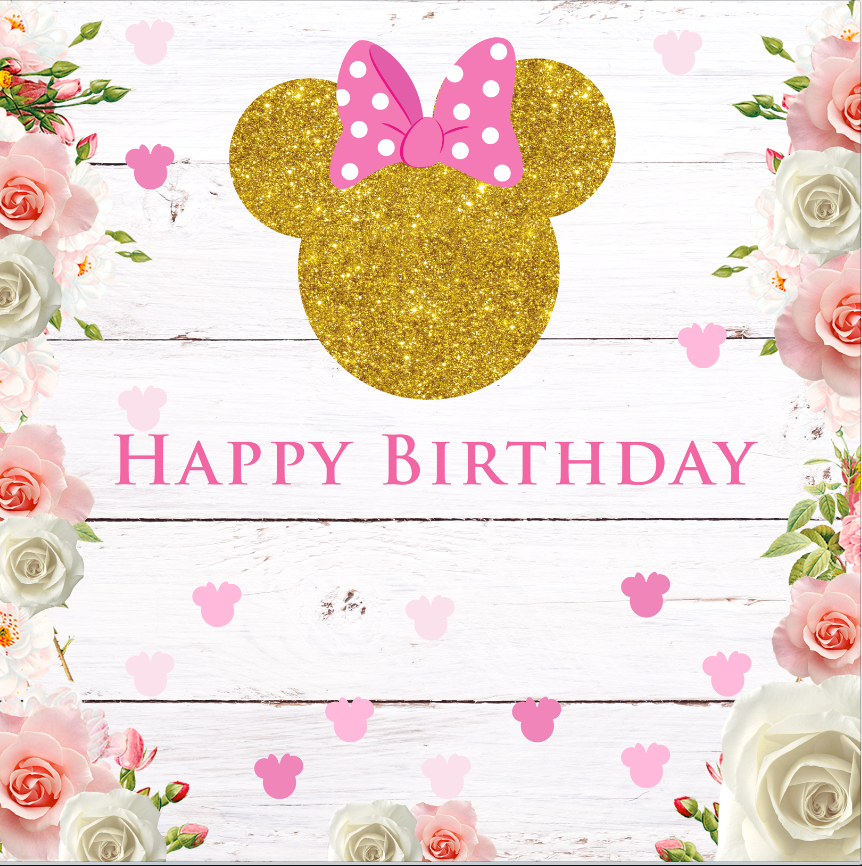 MINNIE MOUSE HEAD / GOLD  BACKDROP 004 - Twins Print